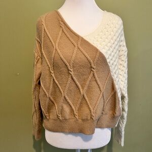 Dreamers Cream and Tan‎ Cross-back Sweater